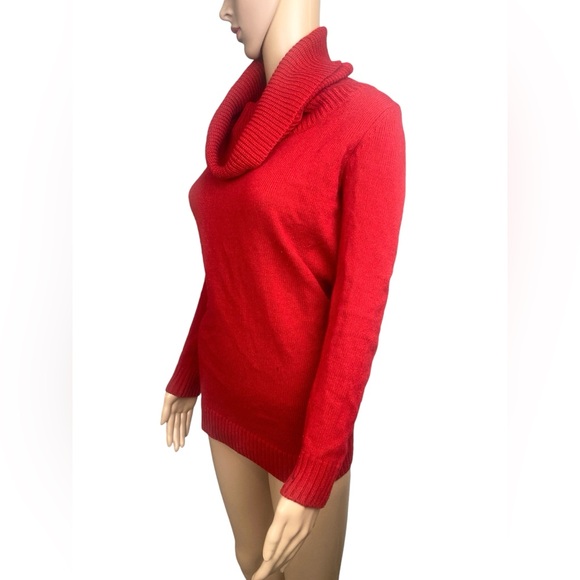 Forever 21 Red Cowlneck Long Sleeve Women’s Sweater Slim Fit Size Small - Picture 4 of 10